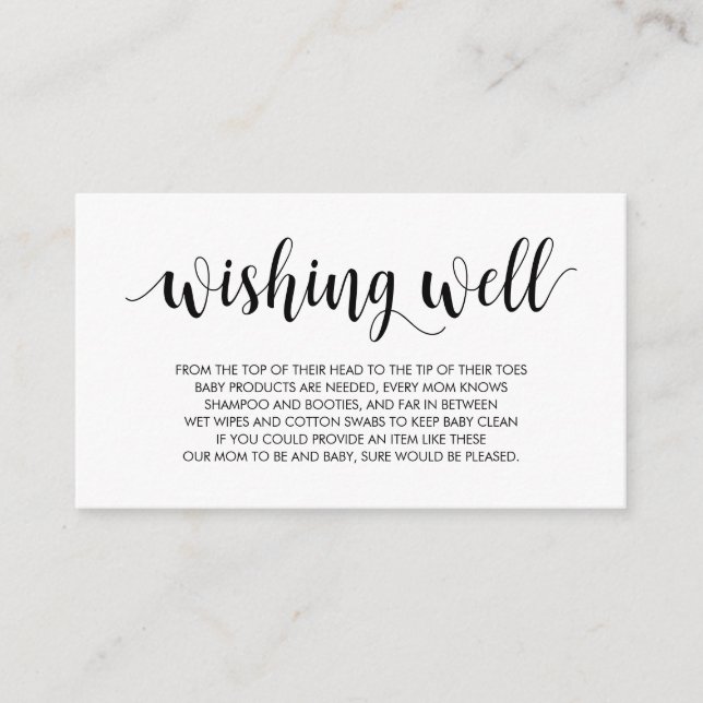 Baby Shower, Wishing Well, Modern Rustic Black Enclosure Card (Front)