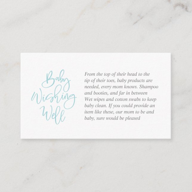 Baby Shower, Wishing Well, tiffany, grey Script Enclosure Card (Front)