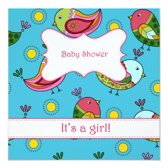 Baby shower with birds card