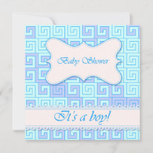 Baby shower with greek pattern blue 2