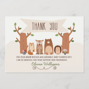 Baby Shower Woodland Animals Thank You Card