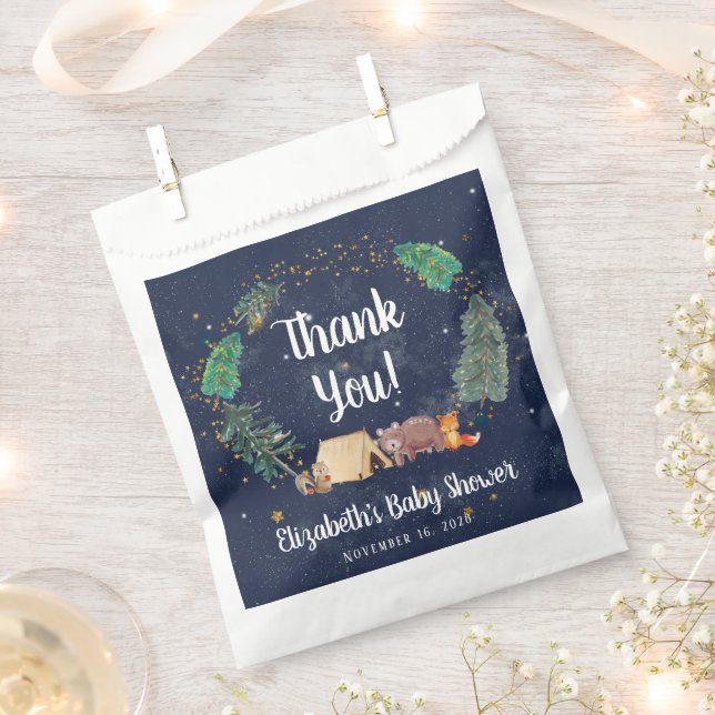 Baby Shower Woodland Animals Thank You Favour Bag (Clipped)