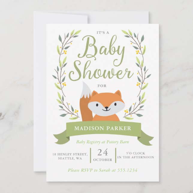 Baby Shower Woodland Fox Invitation (Front)