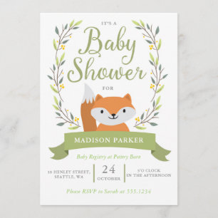 Baby Shower Woodland Fox Invitation