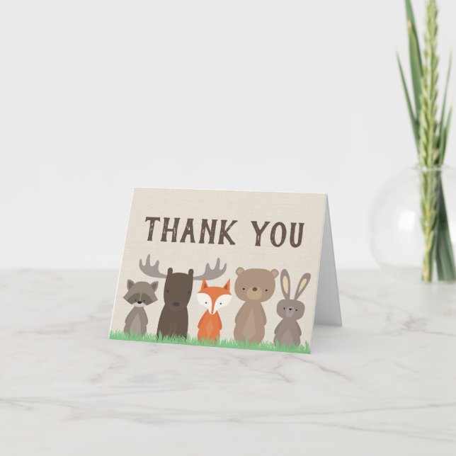 Baby shower Woodland Merci Cartes Pliées (Devant)
