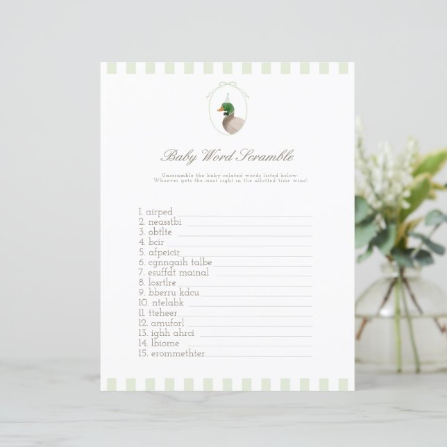 Baby Shower Word Scramble Game (Standing Front)