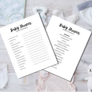 Baby Shower Word Scramble Game Letterhead