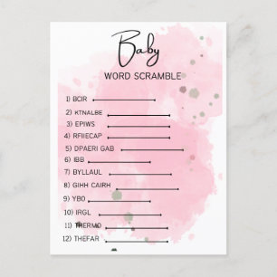 Baby Shower Word Scramble  Postcard