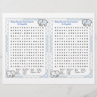 Baby Shower word search Spanish Flyer