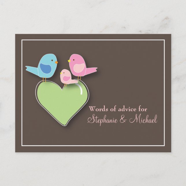 Baby Shower Words of Advice Card Baby Bird (Front)