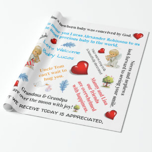Baby Shower Wrapping Paper Baby Arrival Love Heart