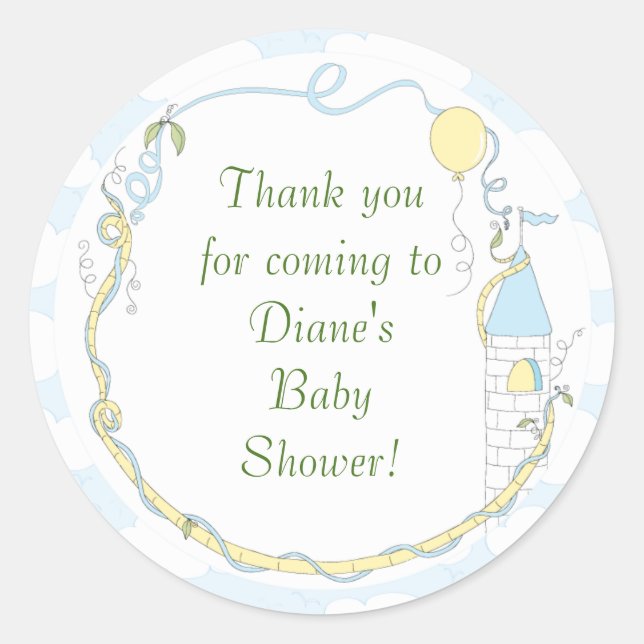 Baby Shower Yellow/Castle Stickers 1 1/2" or 3" (Front)