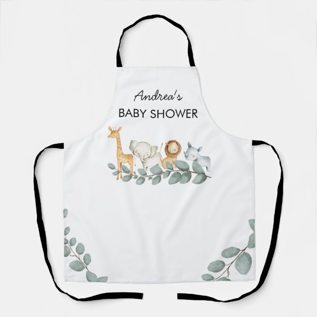Baby Shower Zoo Animals Apron (Front)