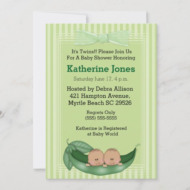 Baby showers de jumeaux afro-américains Invitation (Devant)