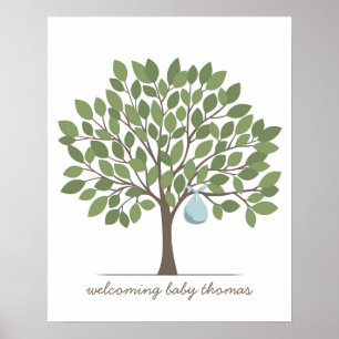 Baby Signature Tree - Large - Blue Poster