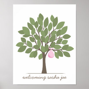 Baby Signature Tree - Pink Poster