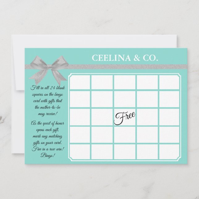 BABY Silver Bling & Glam Party Bingo Carte de jeu (Devant)
