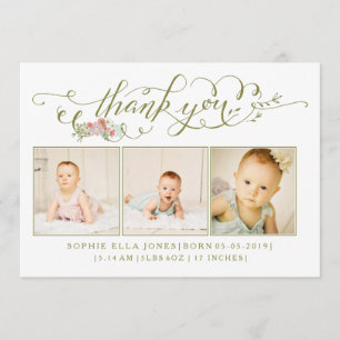 Baby Sip & See Thank You Birth Announcement