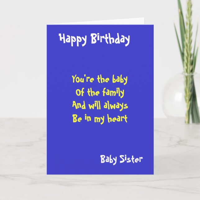 Baby sister Birthday Card (Front)