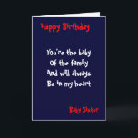 Baby sister Birthday Card<br><div class="desc">Birthday cards with dedication to baby sister</div>