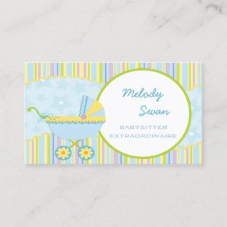 Baby Sitter Business Card Blue Carriage