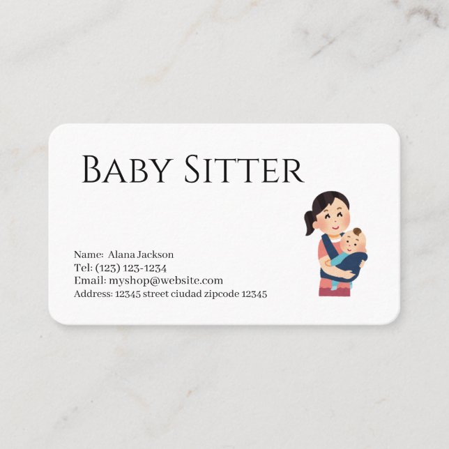  baby sitter services  business card (Front)