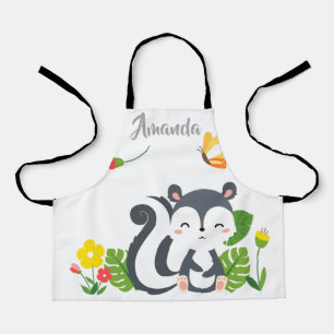 Baby Skunk, Butterfly & Flowers Apron