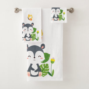 Baby Skunk, Butterfly & Flowers Bath Towel Set