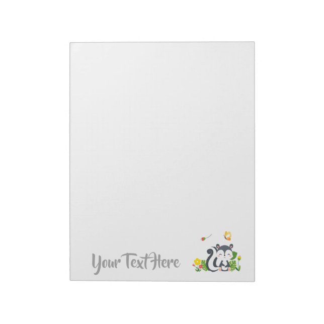 Baby Skunk, Butterfly & Flowers Notepad (Rotated)