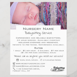Baby Sleeping Babysitting, Daycare, Nursery Advert Flyer
