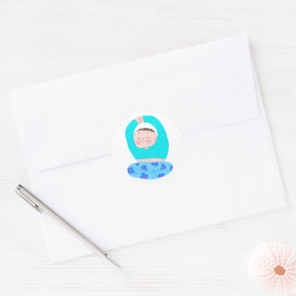 baby sleeping classic round sticker