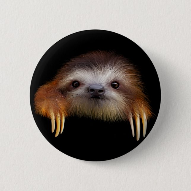 Baby Sloth 2 Inch Round Button (Front)