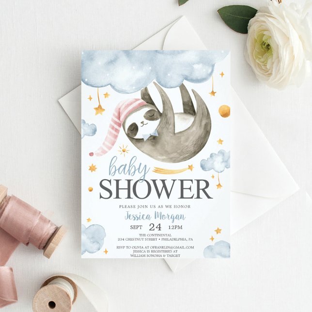 Baby Sloth Baby Shower Invitations (Créateur téléchargé)
