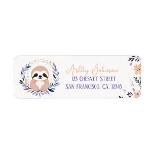Baby Sloth Boho Floral Design - Return Address