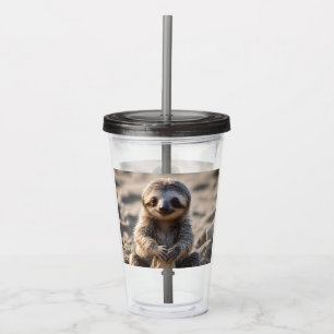 Baby Sloth Building Sand Castles, Acrylic Tumbler