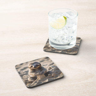 Baby Sloth Building Sand Castles, Coaster