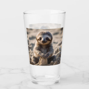 Baby Sloth Building Sand Castles, Glass