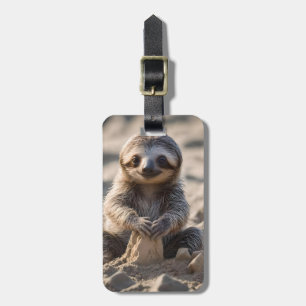 Baby Sloth Building Sand Castles, Luggage Tag