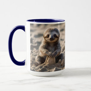 Baby Sloth Building Sand Castles, Mug