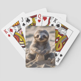 Baby Sloth Building Sand Castles, Playing Cards