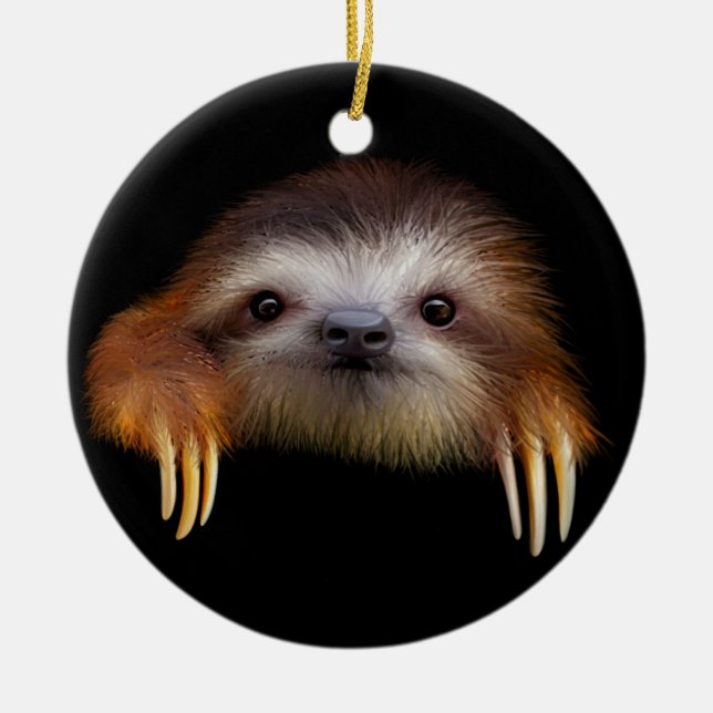 Baby Sloth Ceramic Ornament (Front)