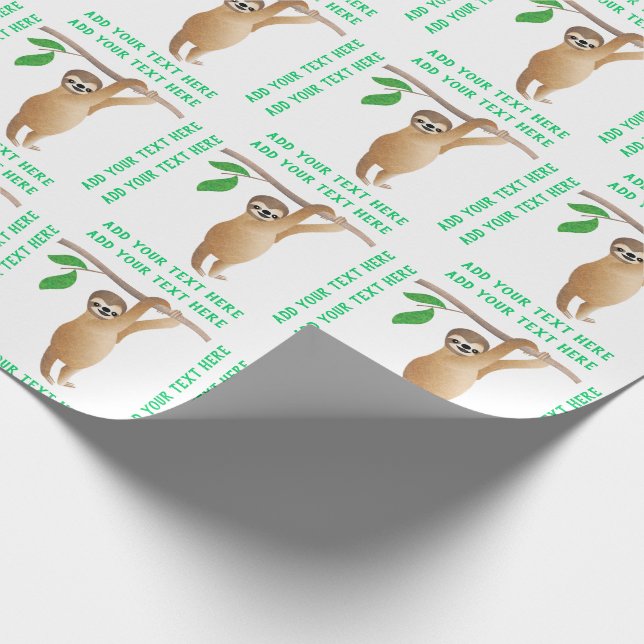 Baby Sloth Cute Personalized Custom Colour Wrapping Paper (Corner)