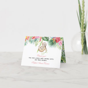 Baby Sloth Tropical Floral Baby Shower Thank You