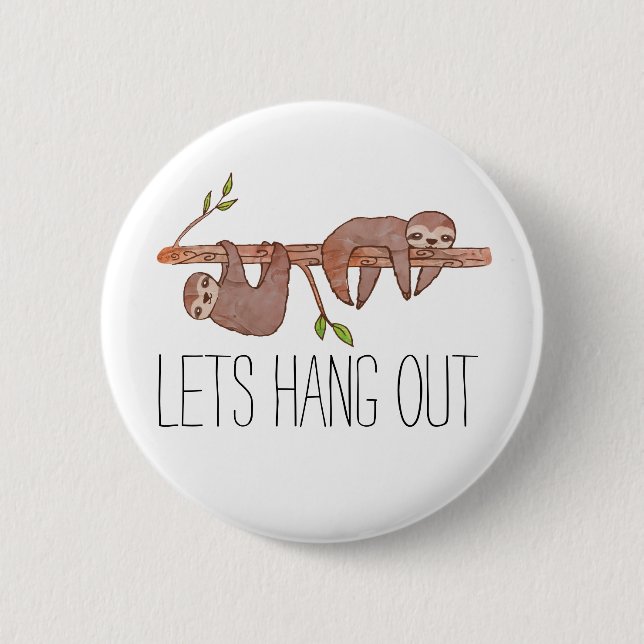 Baby Sloths hanging on Tree Pattern 2 Inch Round Button (Front)
