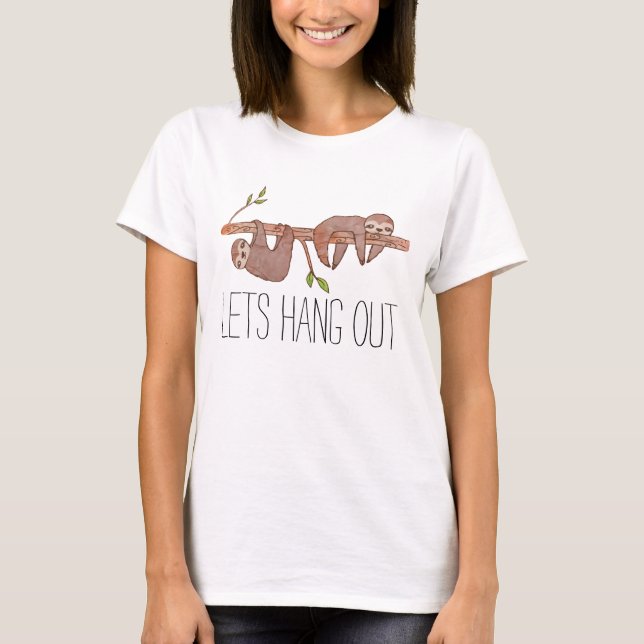 Baby Sloths hanging on Tree T-Shirt (Front)