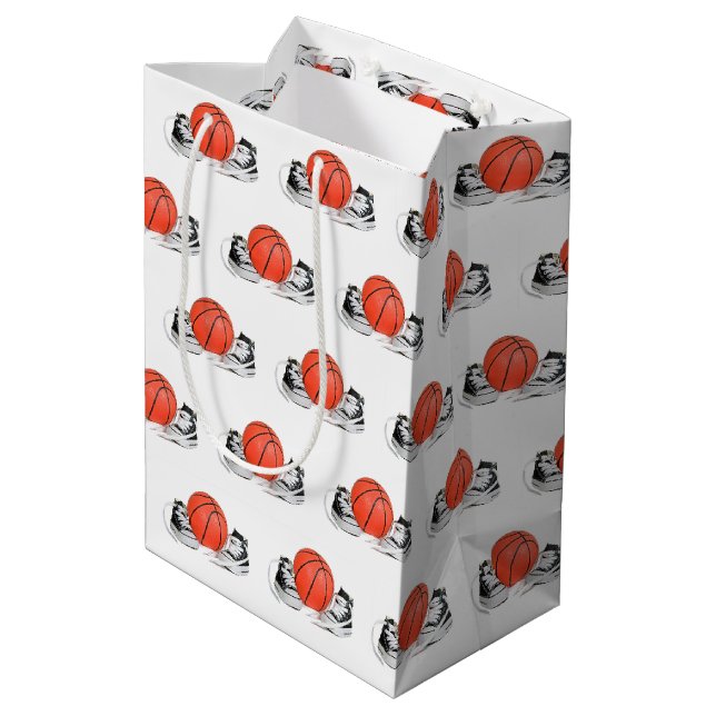 Baby Sneakers With Basketball  Medium Gift Bag (Back Angled)