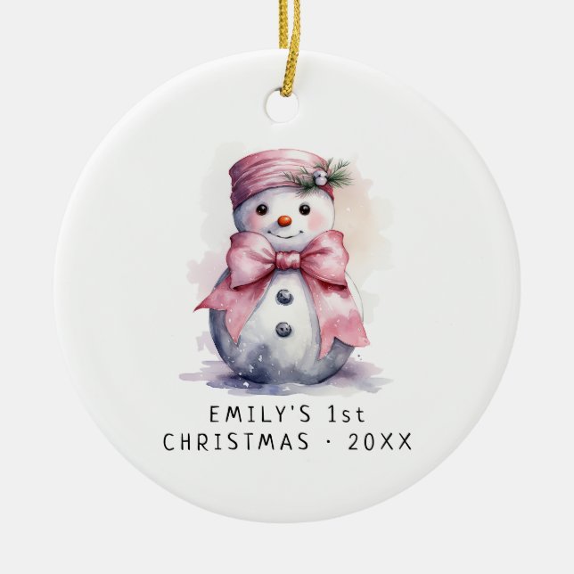 Baby Snowman | Baby's First Christmas  Ceramic Ornament (Front)