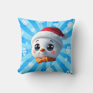 Baby Snowman Santa Cute Christmas Snow Man Holiday Throw Pillow