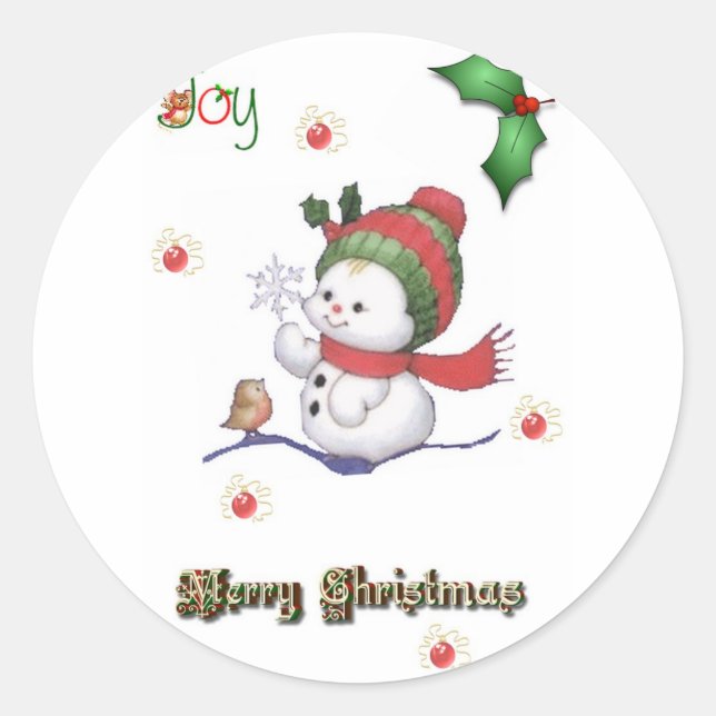 baby snowman talking to a baby bird stickers (Front)