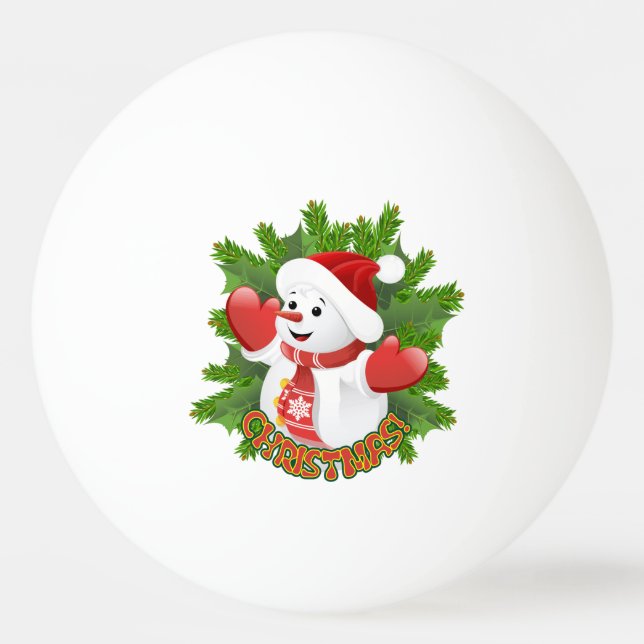 Baby Snowman with Crystal Snowflakes Ornament Ping Pong Ball (Front)